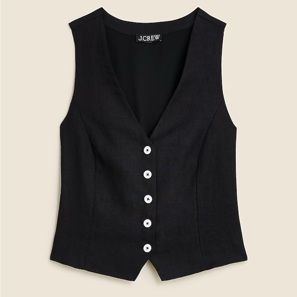 J. Crew Black Slim-Fit Linen Vest